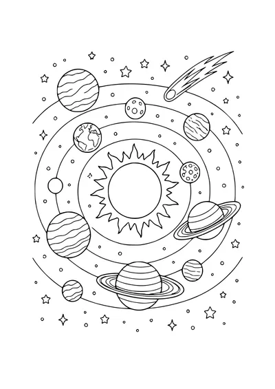planet system coloring page