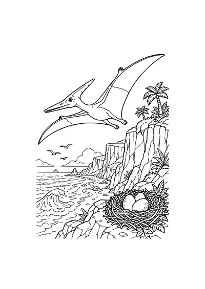 ausmalbild pterosaurier am meer