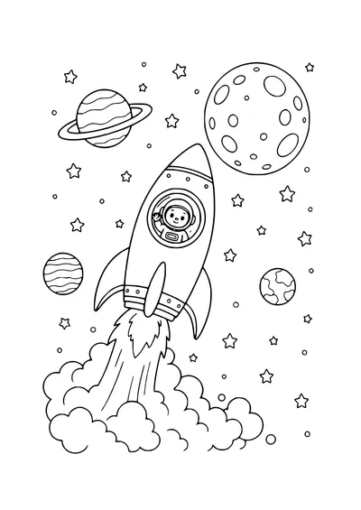 rocket to the moon coloring page