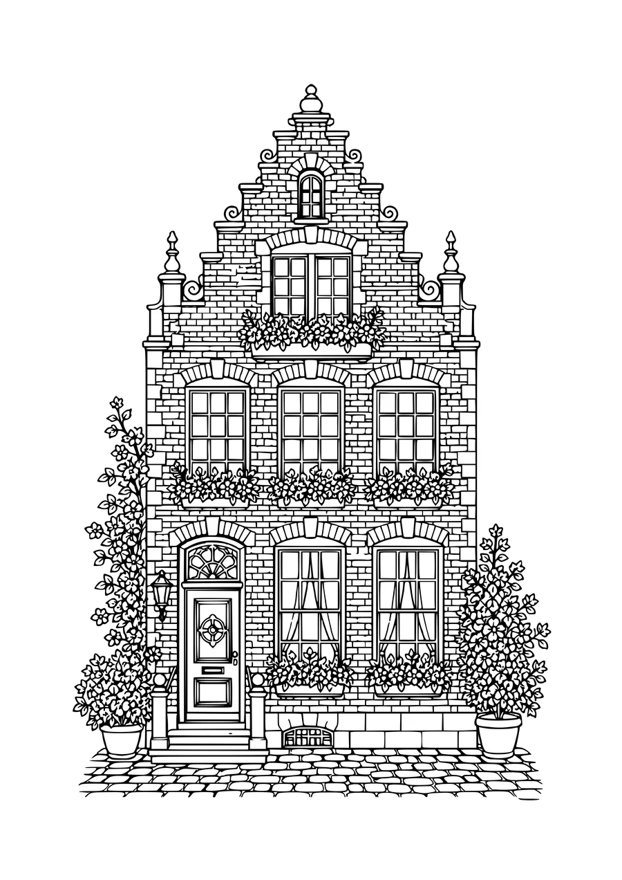historic facade coloring page