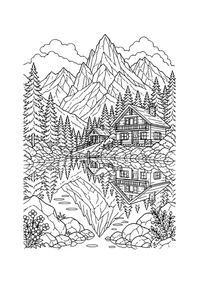 alpine lake coloring page