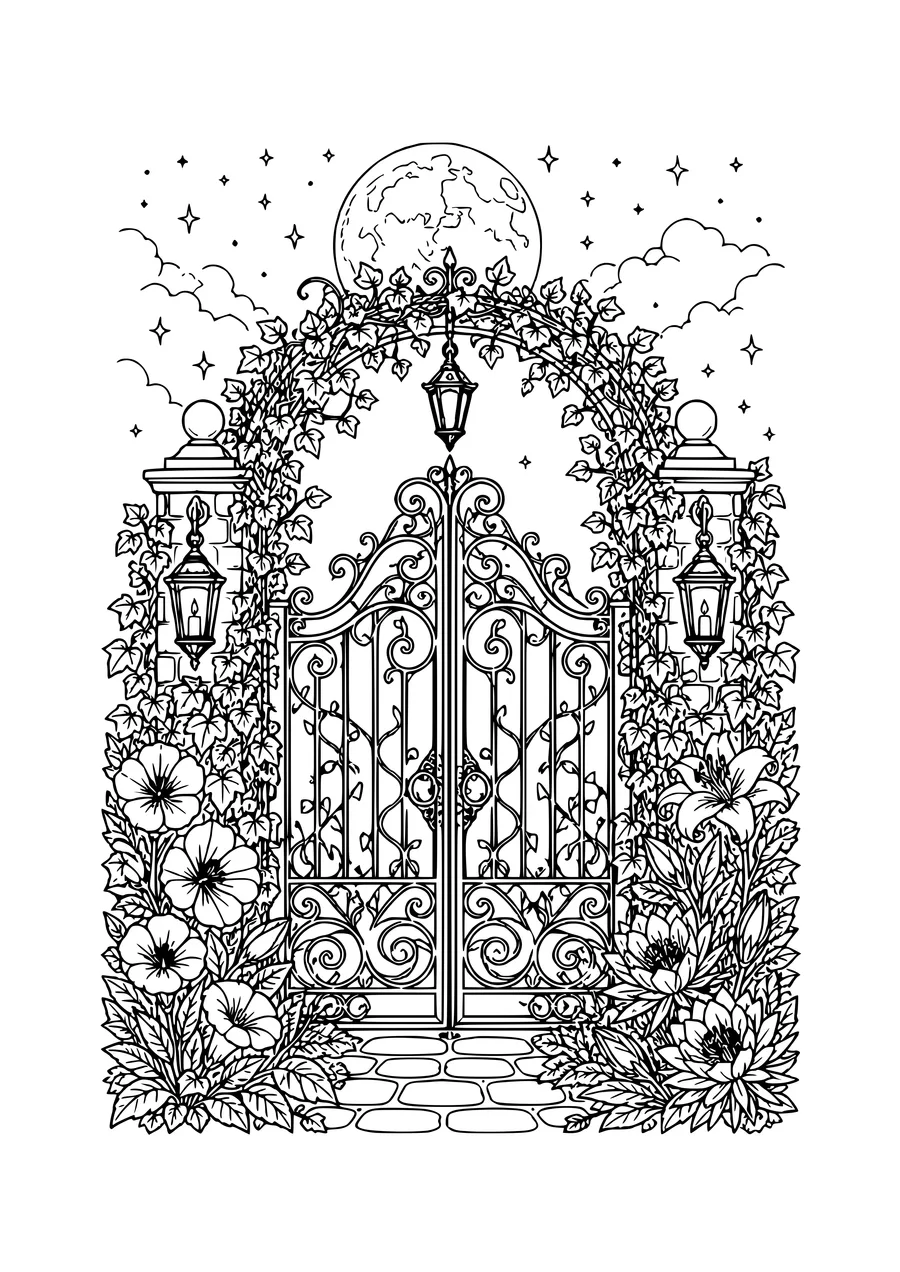 moon gate coloring page