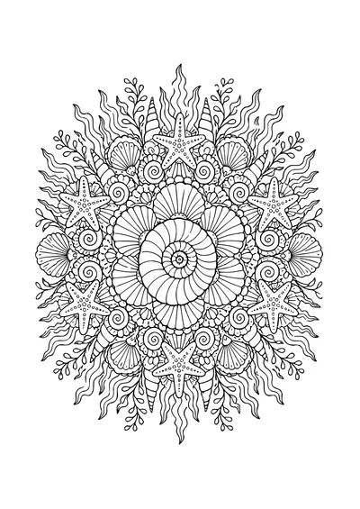 shell mandala coloring page