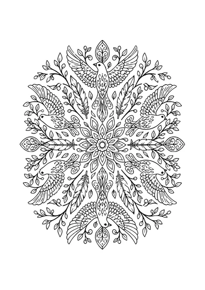 bird mandala coloring page