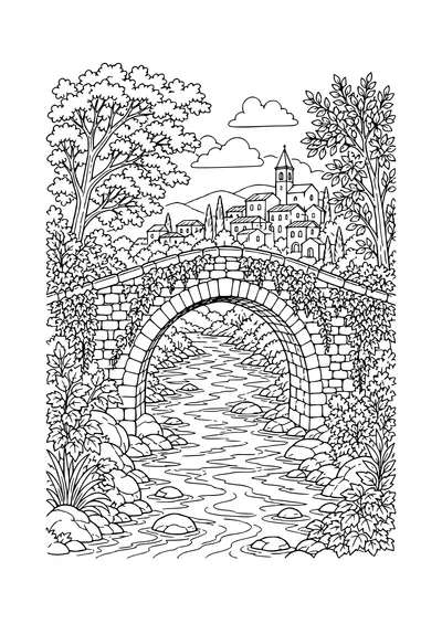 old stone bridge coloring page