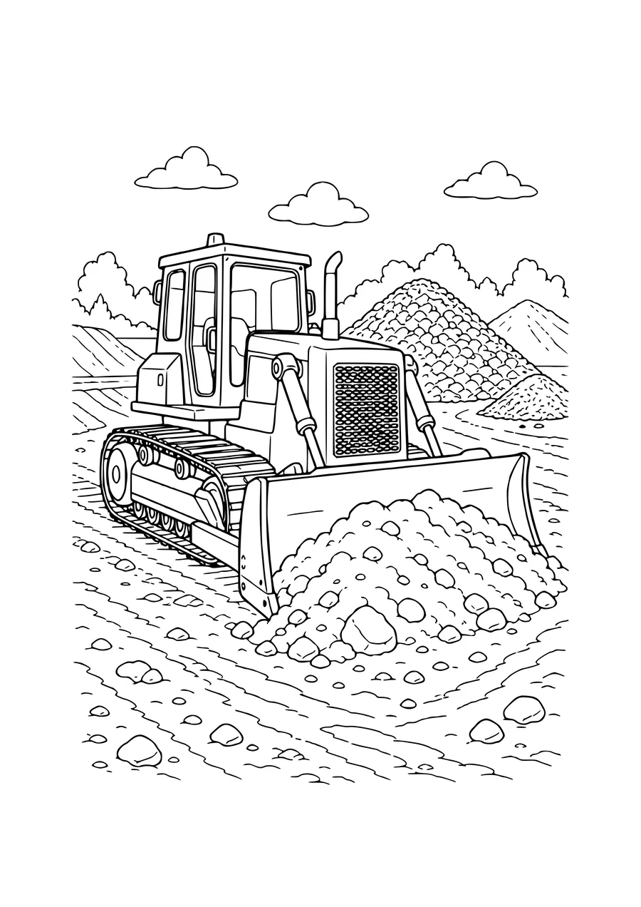 ausmalbild baustelle mit maschinen