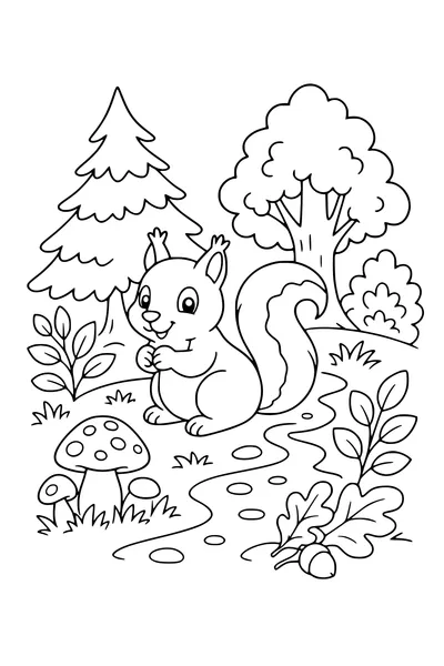 ausmalbild eichhörnchen im wald
