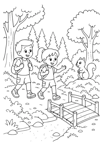 squirrel on an adventure coloring page
