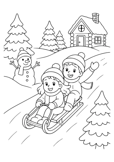 fox in winter coloring page