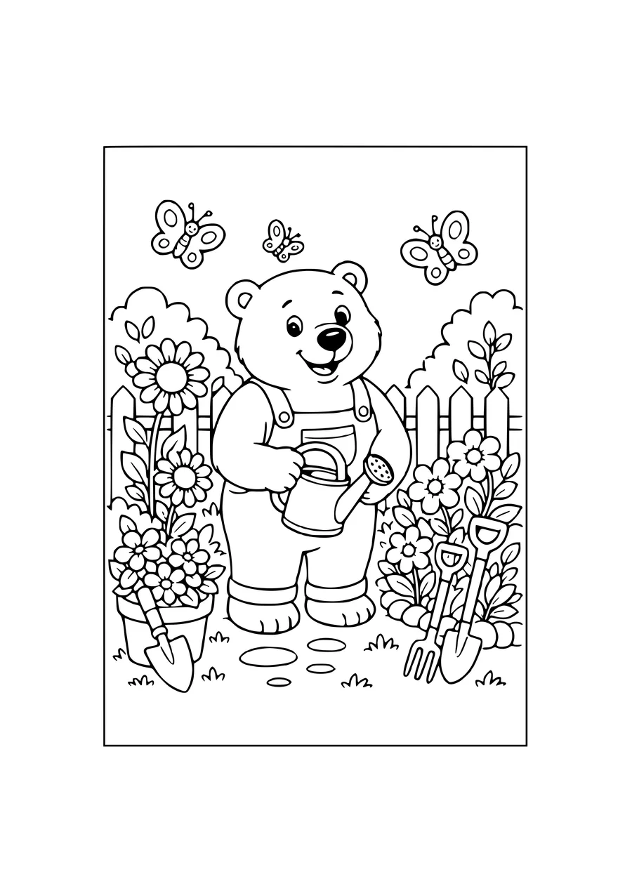 polar bear in the garden coloring page