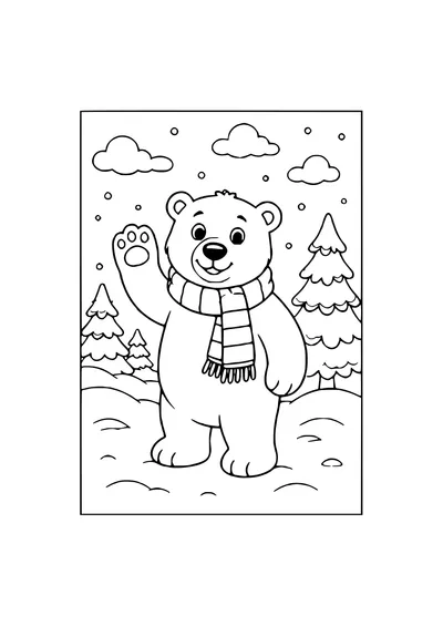 polar bear in winter coloring page