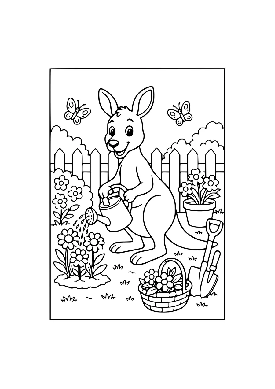 kangaroo in winter coloring page
