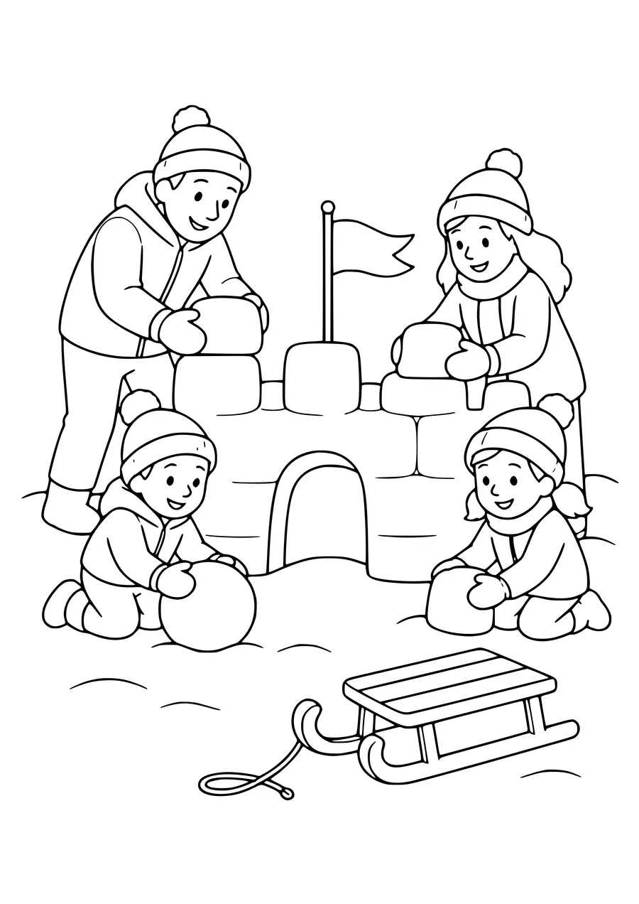 elephant in winter coloring page
