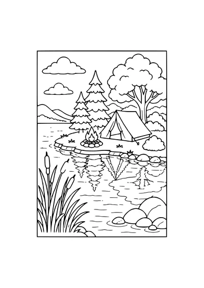 whale by the water coloring page