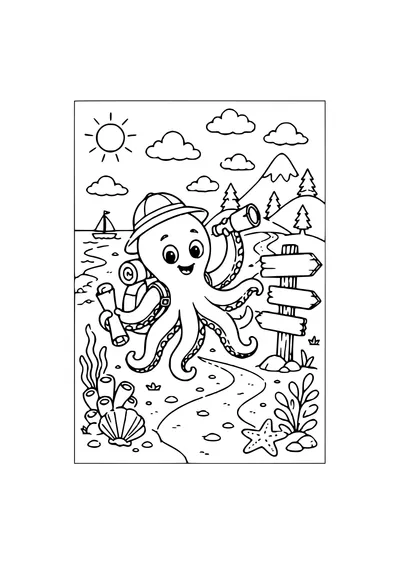 seal in the forest coloring page