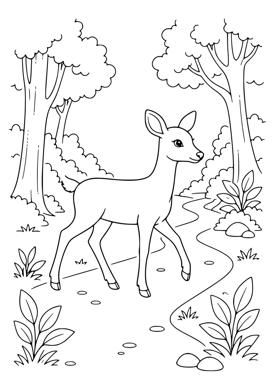 caravan in the forest coloring page