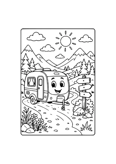 caravan in winter coloring page