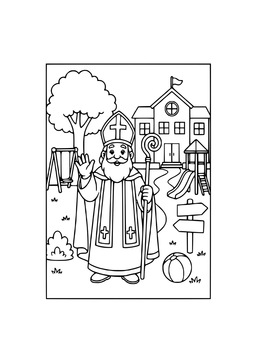 coloriage Saint‑Nicolas sur la place