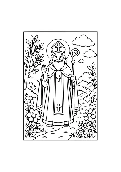 Ausmalbild Sankt Nikolaus unterwegs