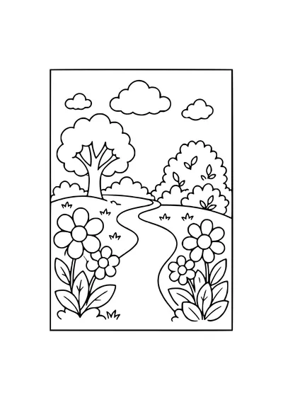 Ausmalbild Schule in der Natur