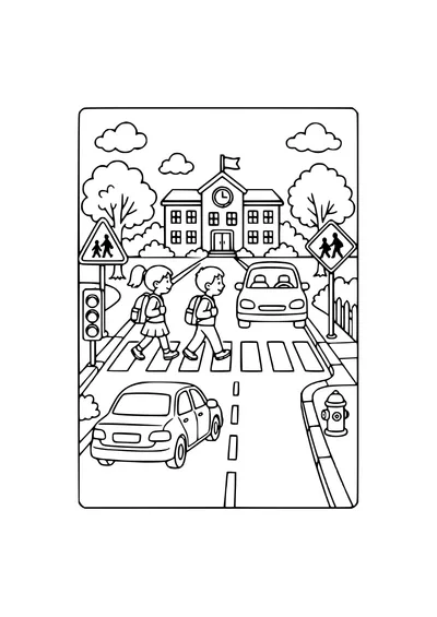 Ausmalbild Verkehr Klasse