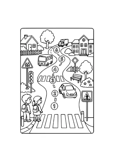 Ausmalbild Verkehr beim Ausmalen
