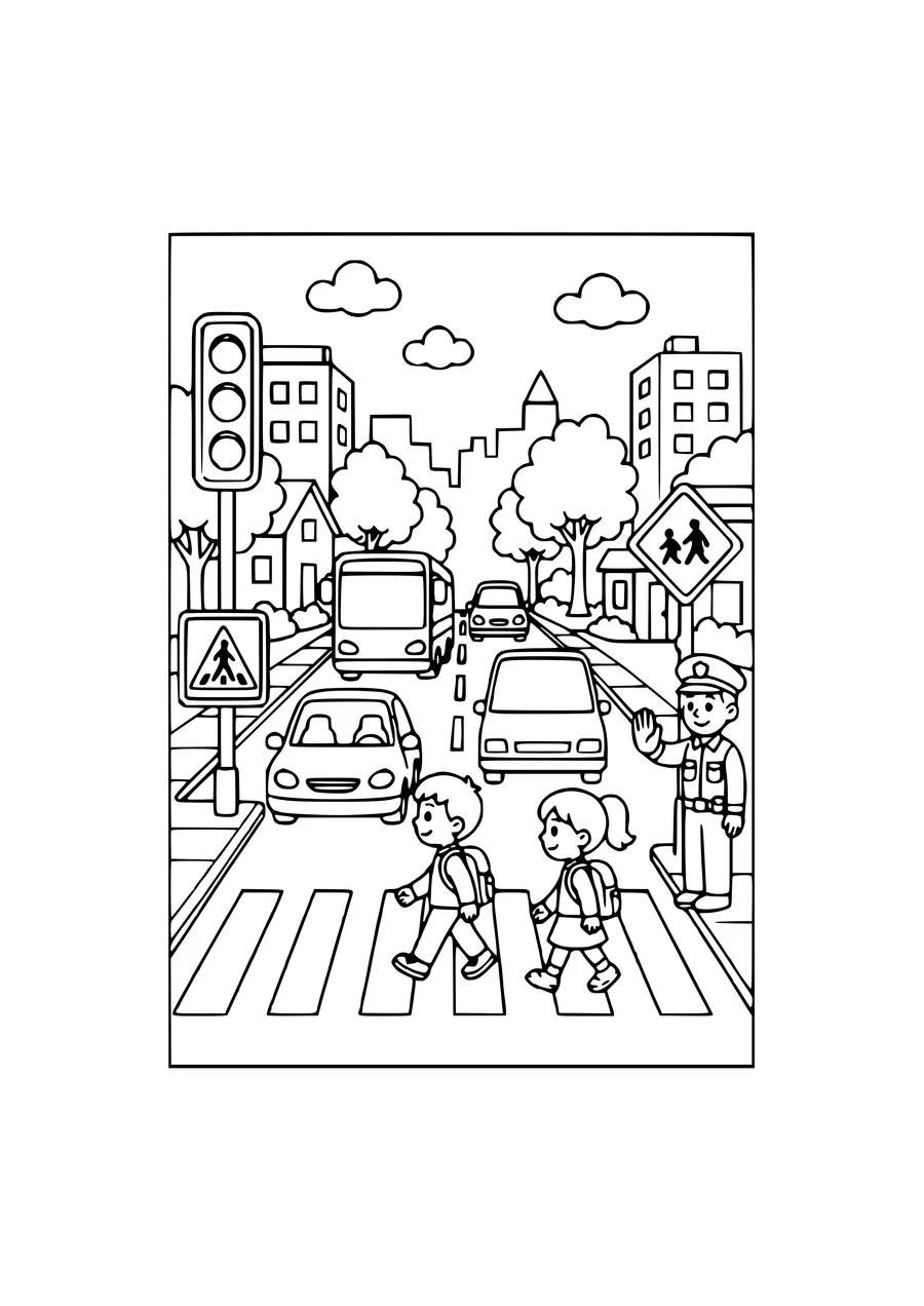 coloriage circulation en route