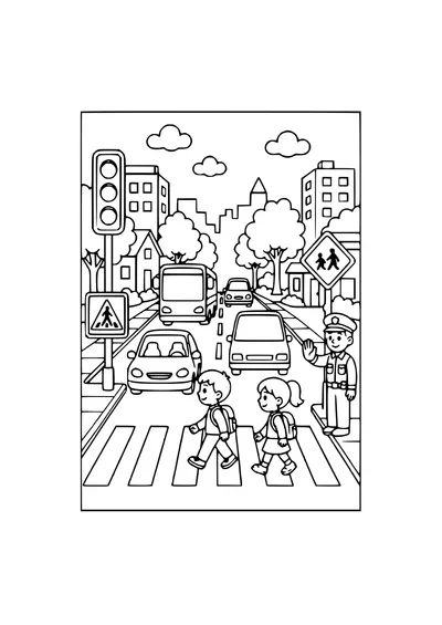 Ausmalbild Verkehr unterwegs
