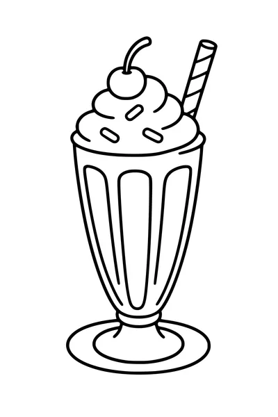 Printable coloring page of milkshake with a straw