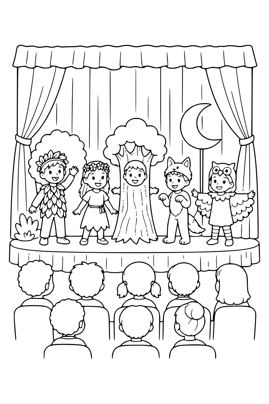 coloriage spectacle à la fête de l'école