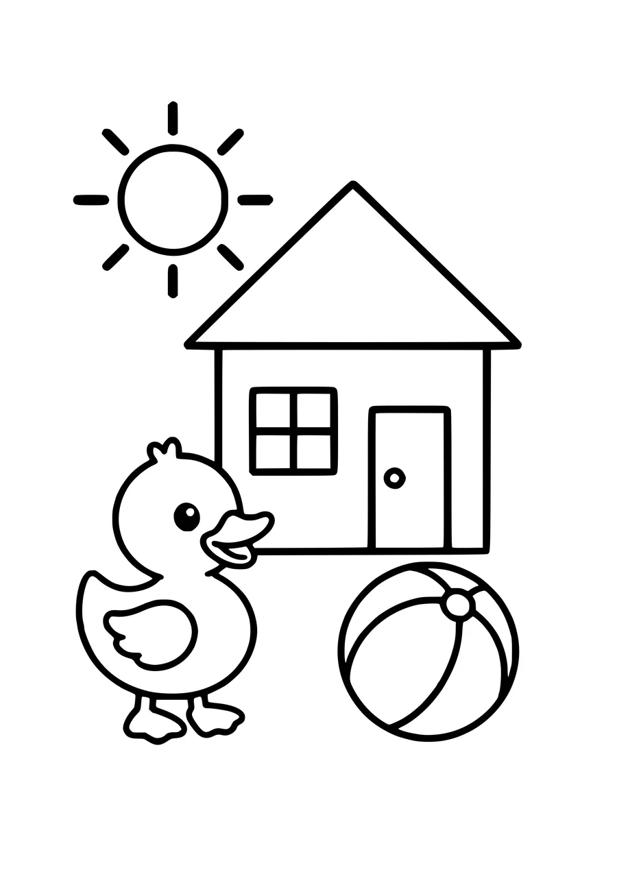 toddler coloring page: shapes and animals coloring page
