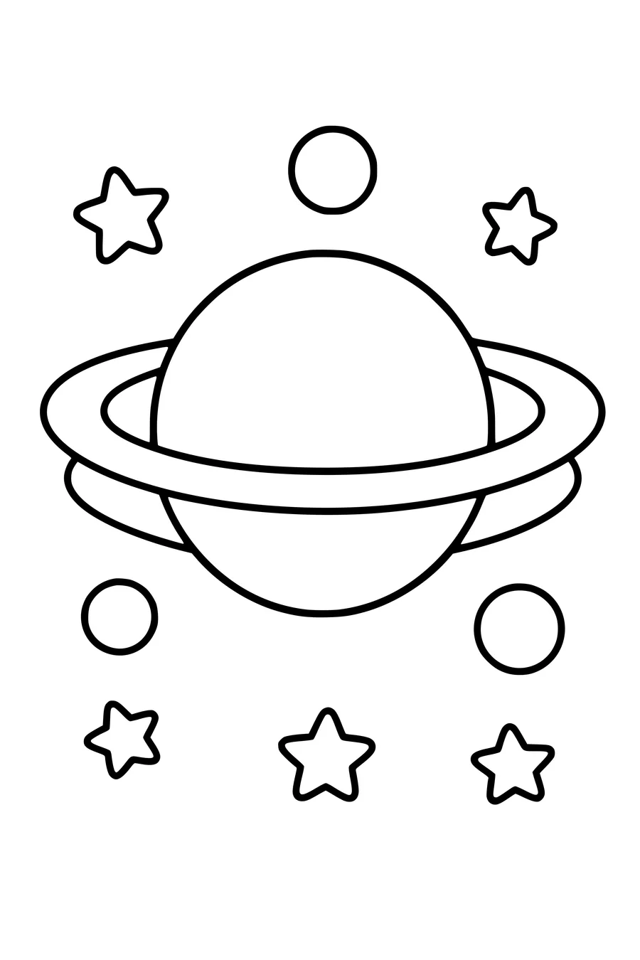 Printable coloring page of planet with rings