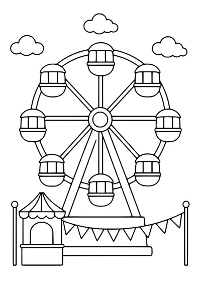 Gratis printbare kleurplaat van reuzenrad op de kermis