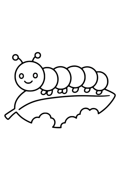Printable coloring page of caterpillar on a leaf