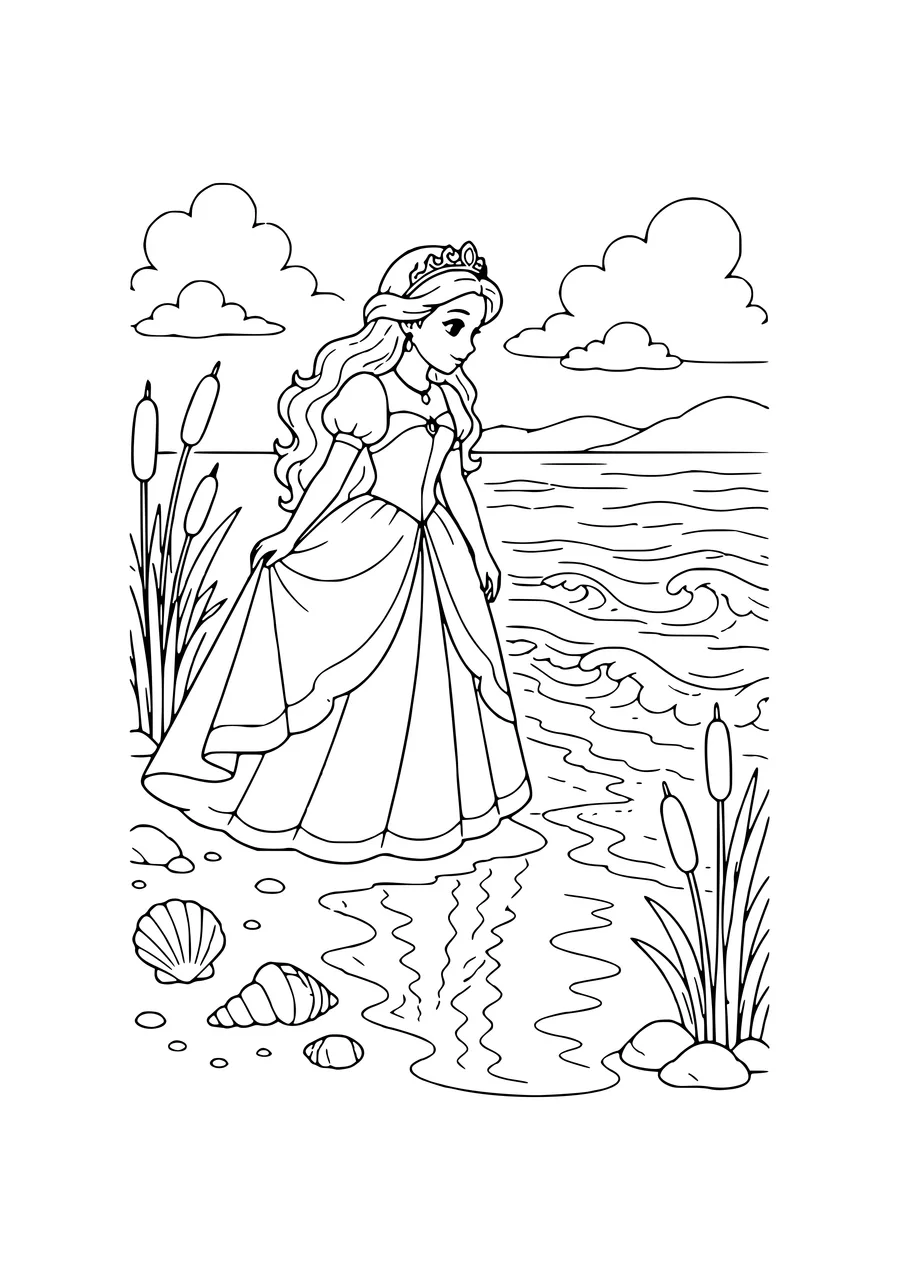magical fantasy creature by the water coloring page