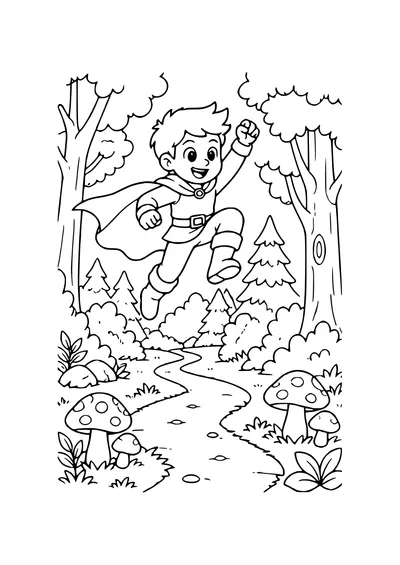 magical fantasy creature on an adventure coloring page