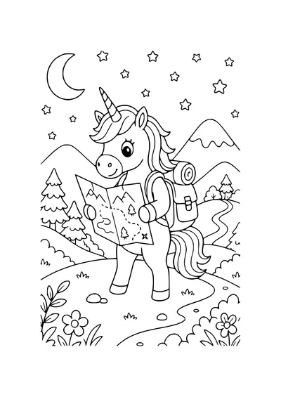 magical fantasy creature in space coloring page