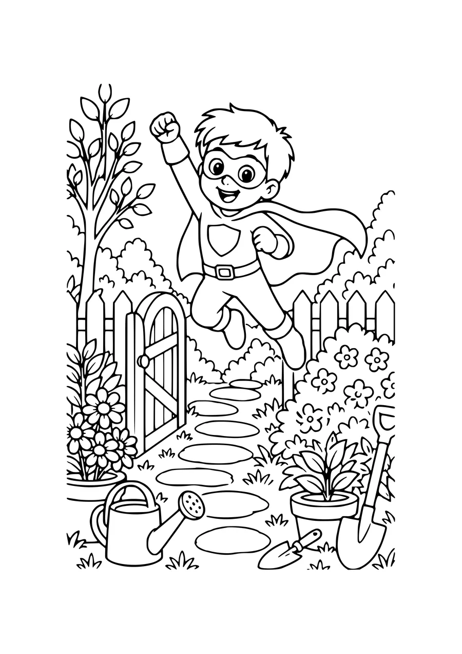 coloriage monde de blocs jardin