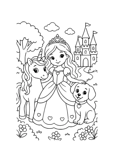 princess at a celebration coloring page