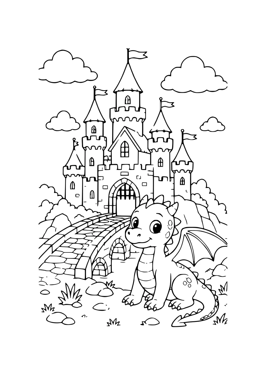 coloriage chat kawaii dans la forêt