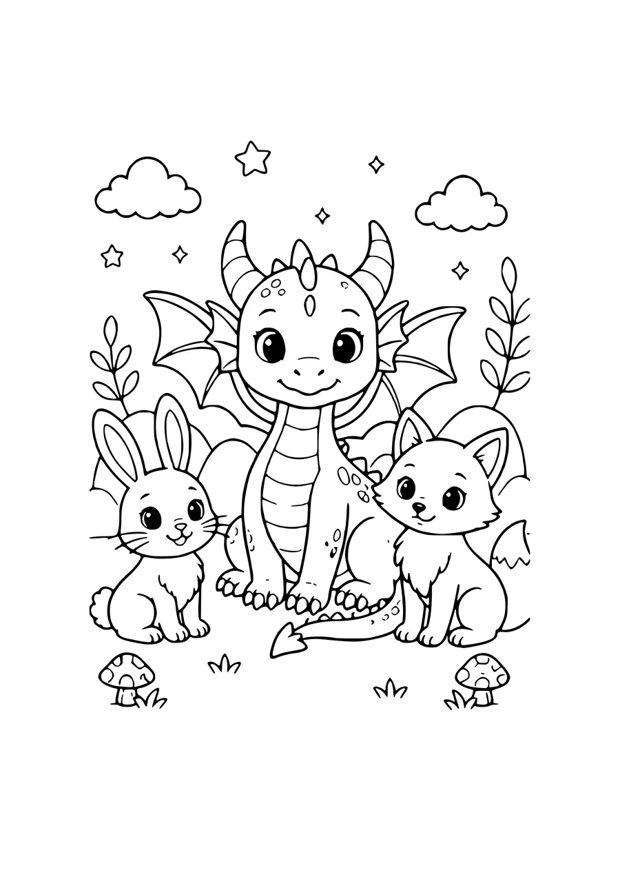 blue puppy in a flower field coloring page