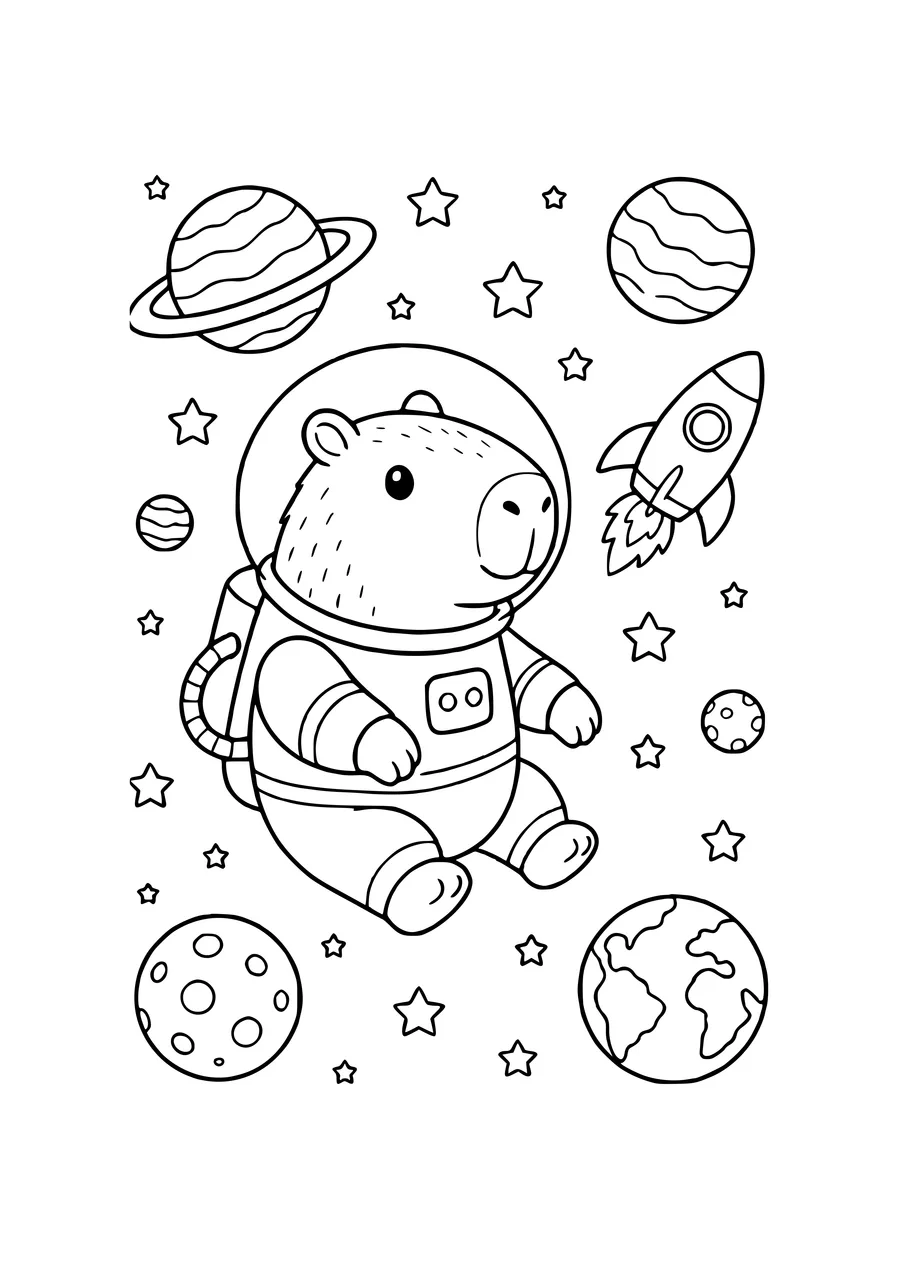 horse and pony in a garden coloring page