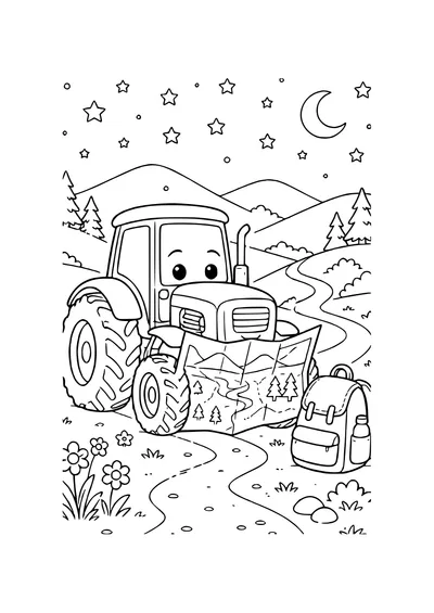 tractor in a garden coloring page