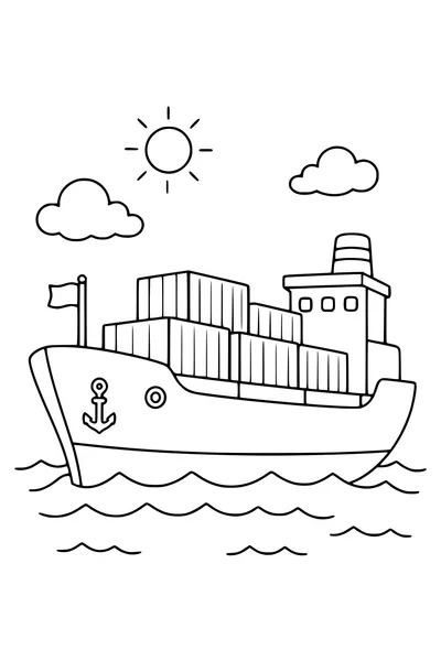 Coloring page of ship 2
