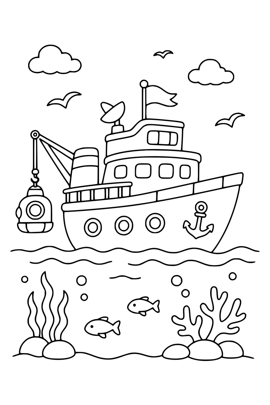 Coloring page of ship 3