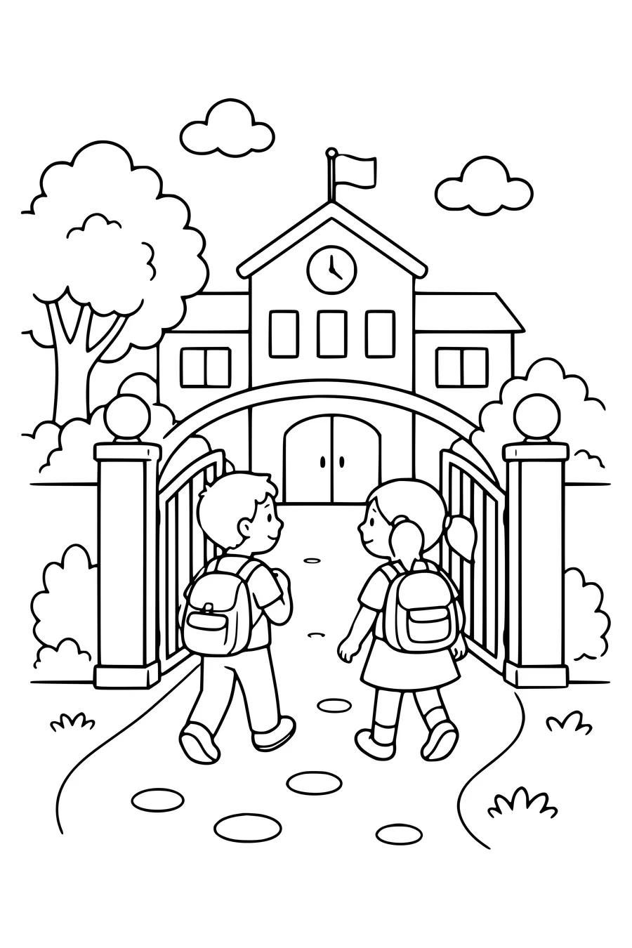 Coloring page of school 2
