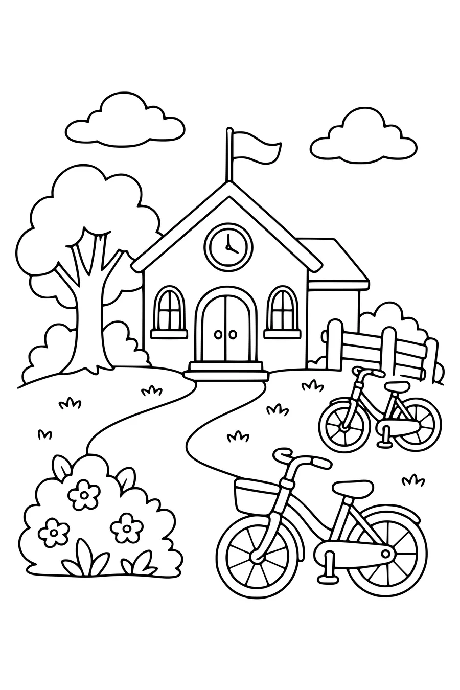 Coloring page of school 4