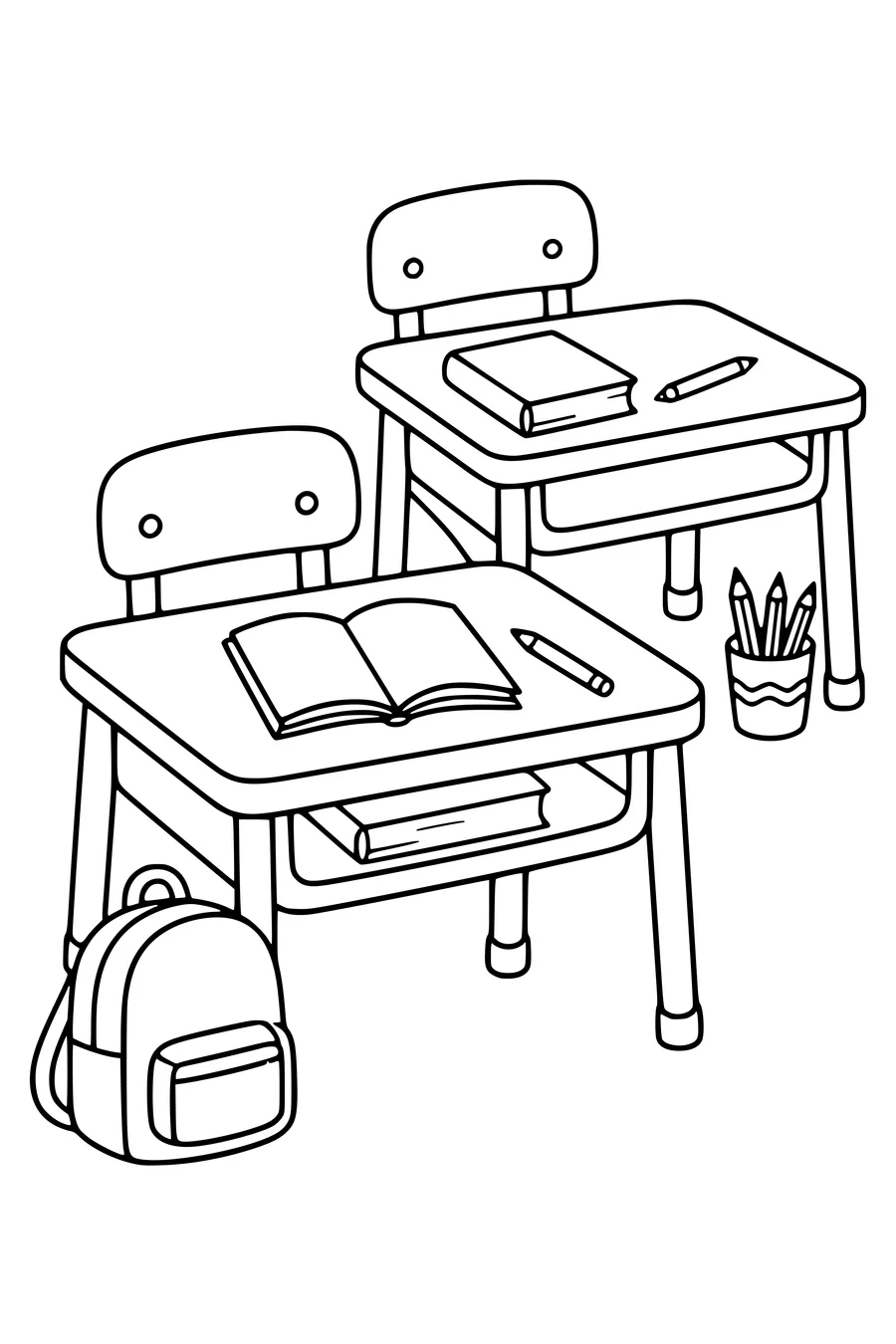 Coloring page of school desk 2