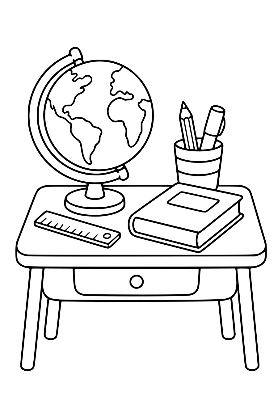 Coloring page of school desk 4