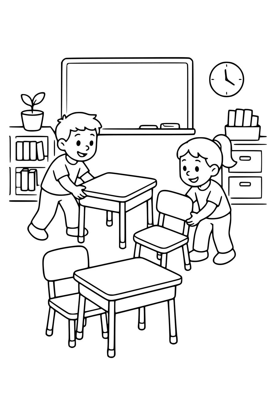 Coloring page of school desk 5